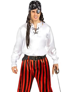 Foxxeo Piraten Kostüm für Herren mit Gürtel Oberteil und Kopfband