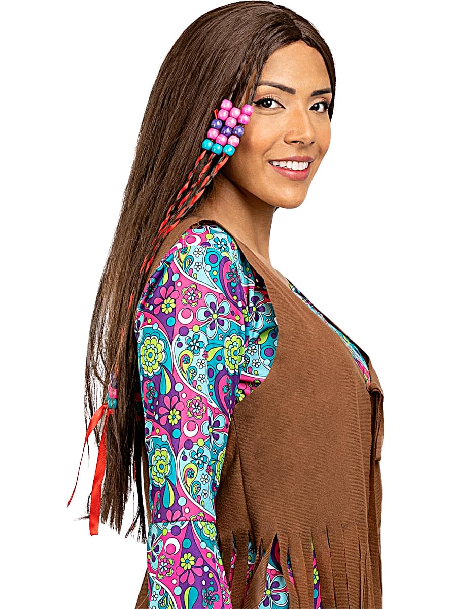 Hnědá hippie paruka