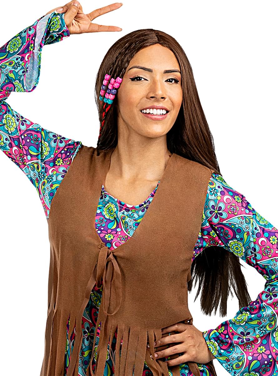 Hnědá hippie paruka
