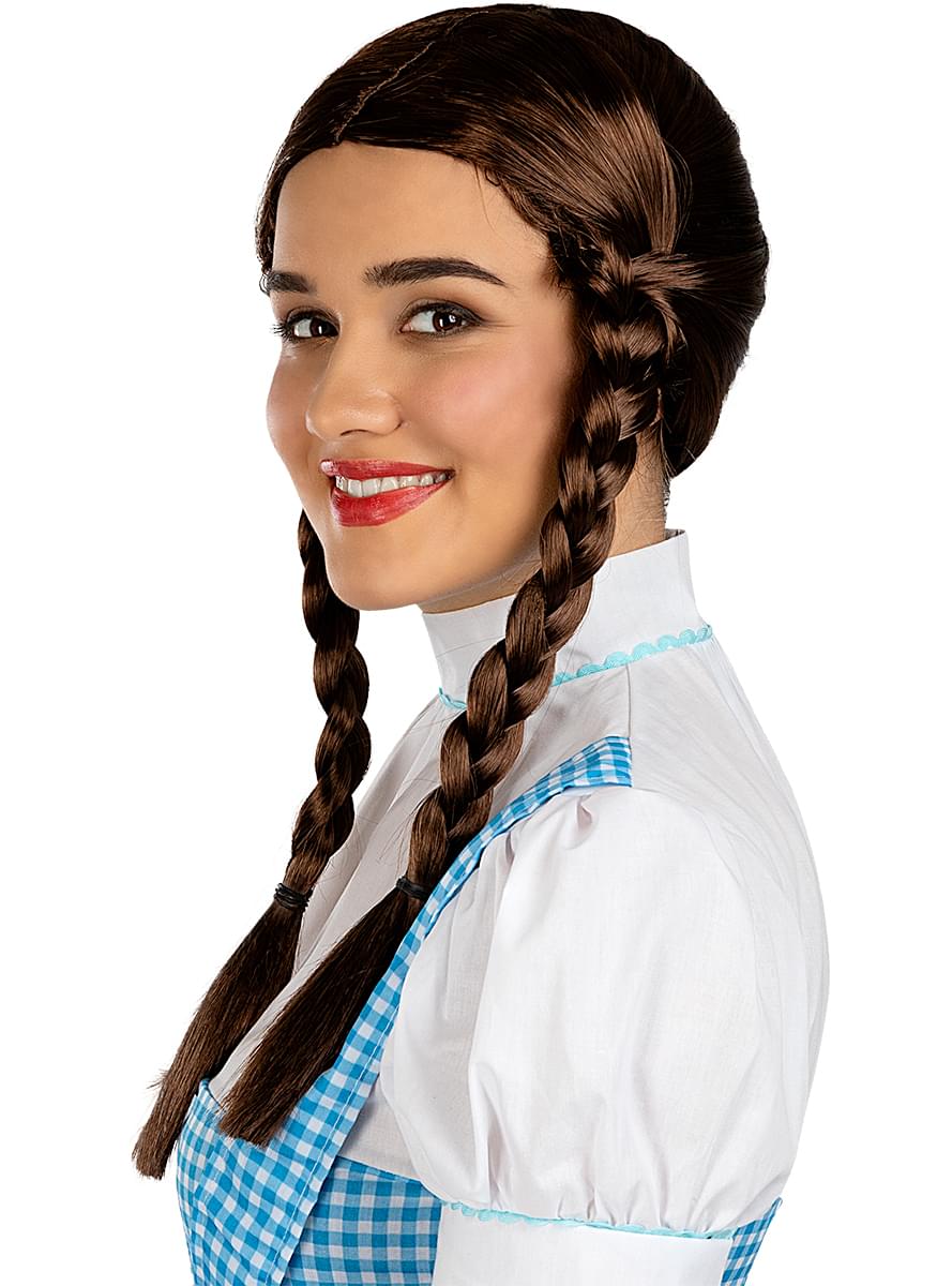 Peluca con trenzas castaña para mujer