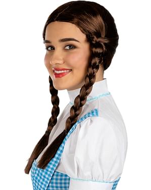 Braune Perücke mit Zöpfen für Damen