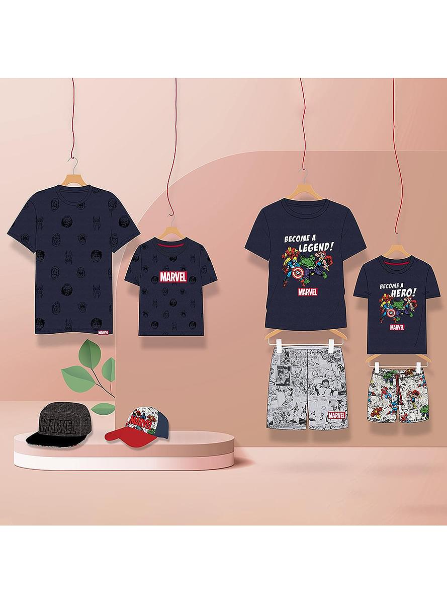 Camiseta Marvel logo con dibujos para niño