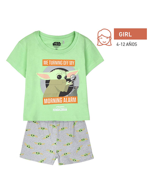 Pijama Baby Yoda The Mandalorian curto para menina - Star Wars