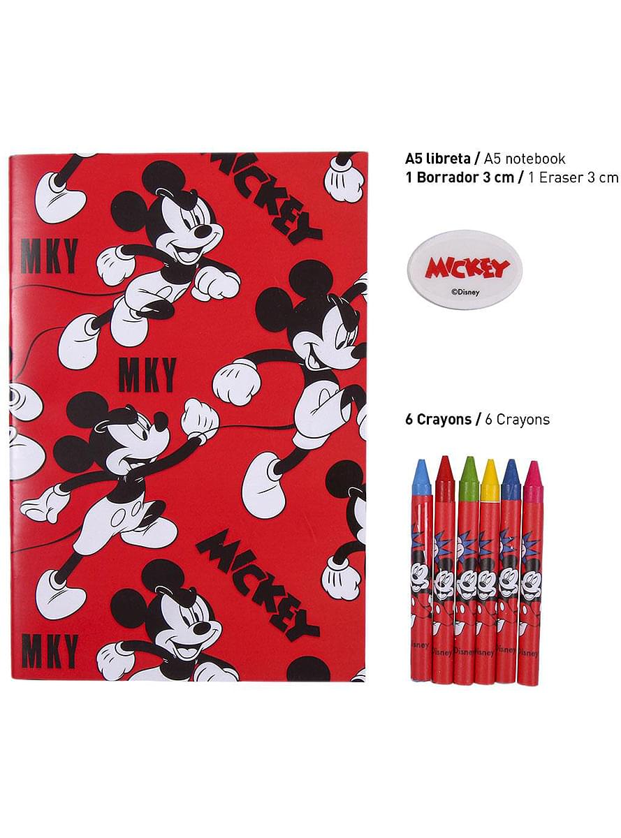 Set de papelería Mickey Mouse rojo