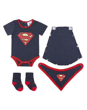 Completo body, calzini e bavetta Superman per bebè