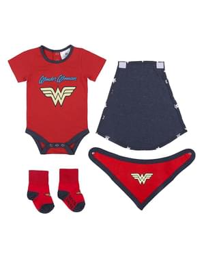 Completo body, calzini e bavetta Wonder Woman per bebè