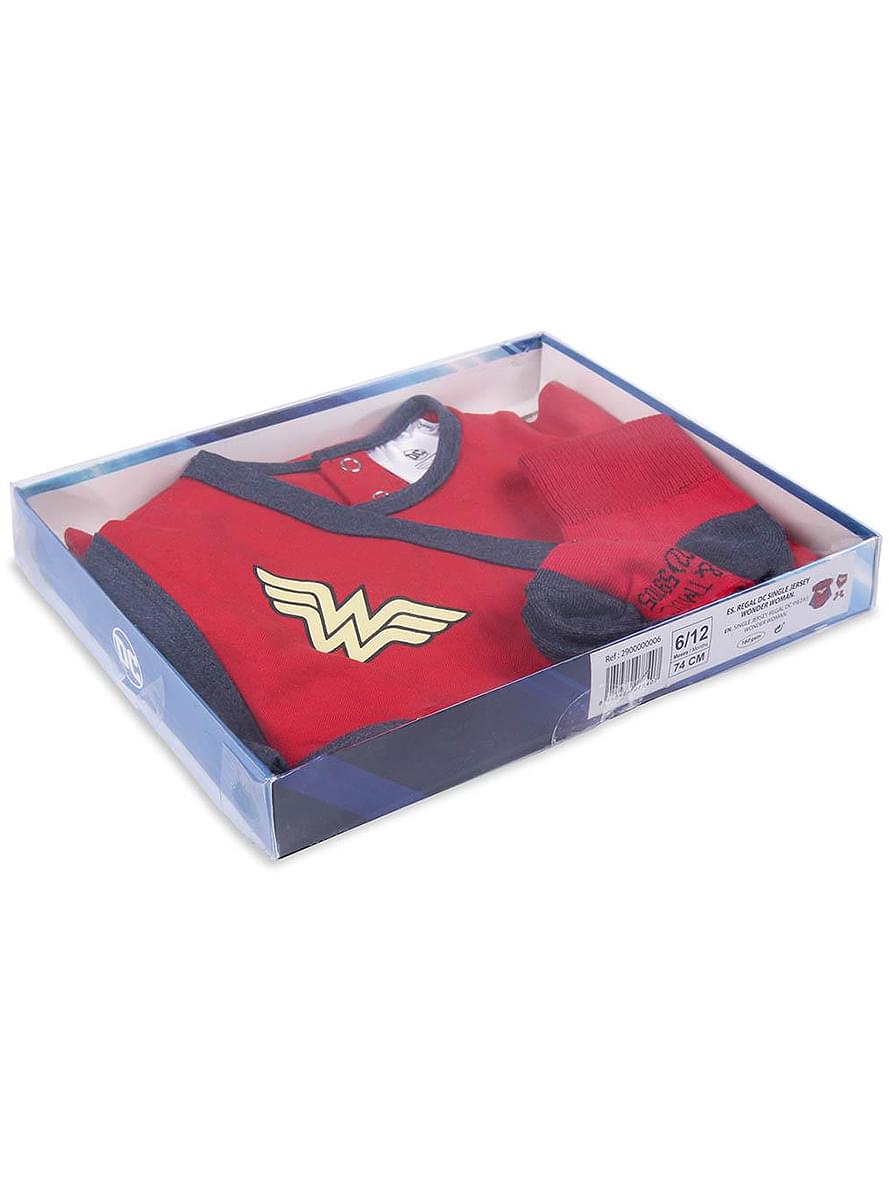 Wonder woman Otroški bodi, nogavice in  slinček za dojenčke