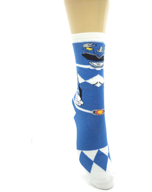 Blauwe Power Ranger-sokken voor volwassenen