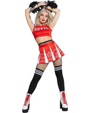 Costume da cheerleader Halloween rosso da donna