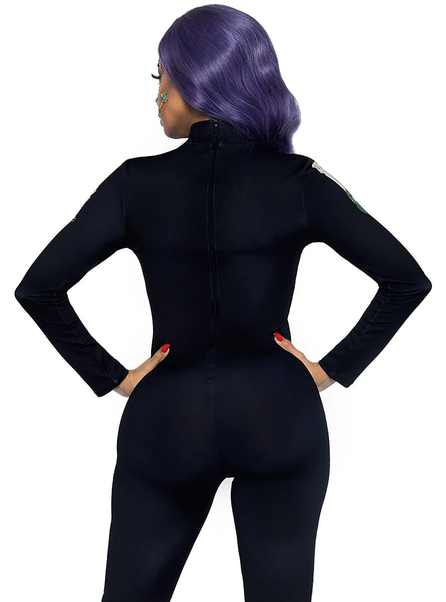 Costume da scheletro 3D con fiori da donna