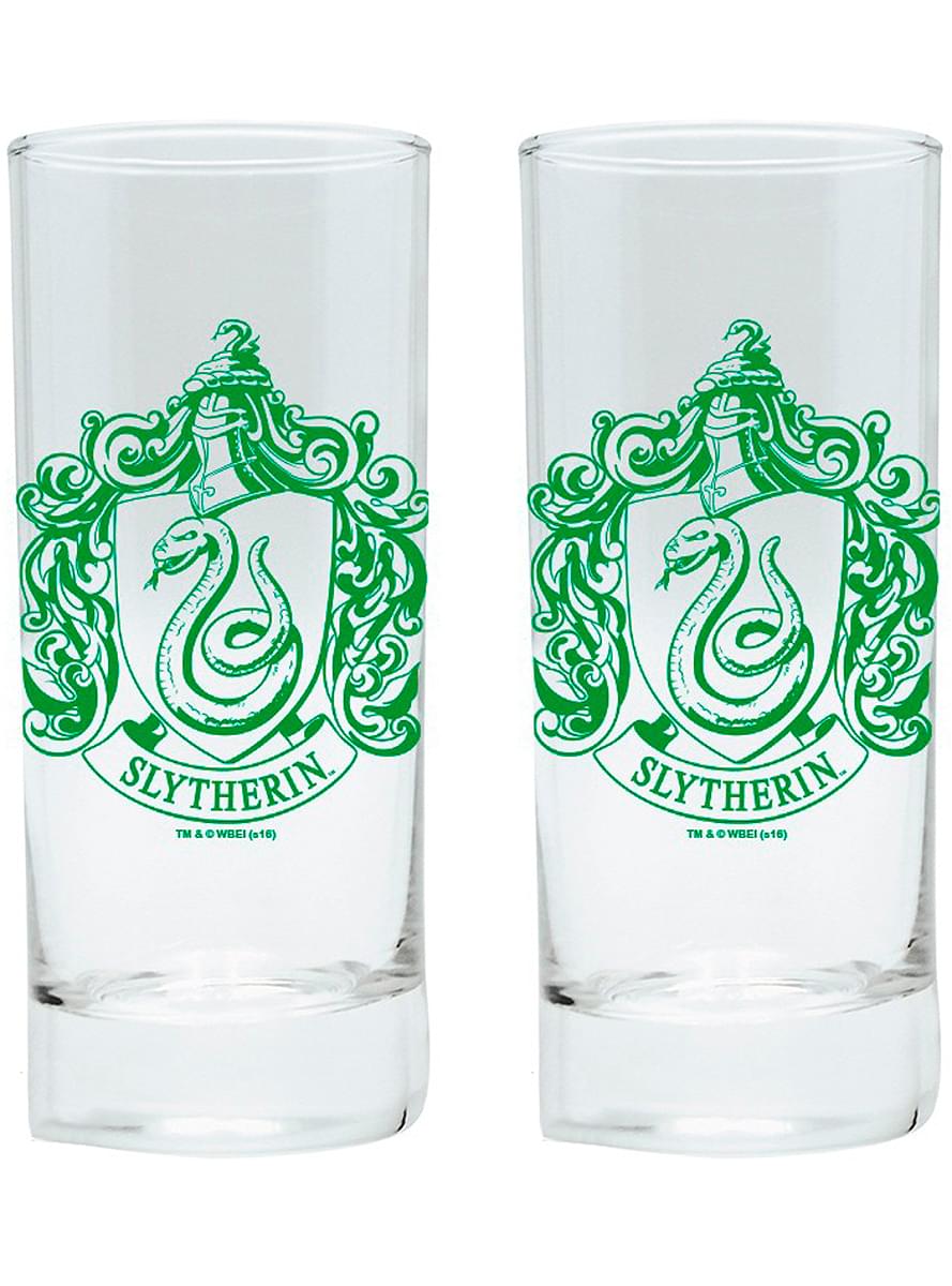2 Slytherin Crest Glasses - Harry Potter