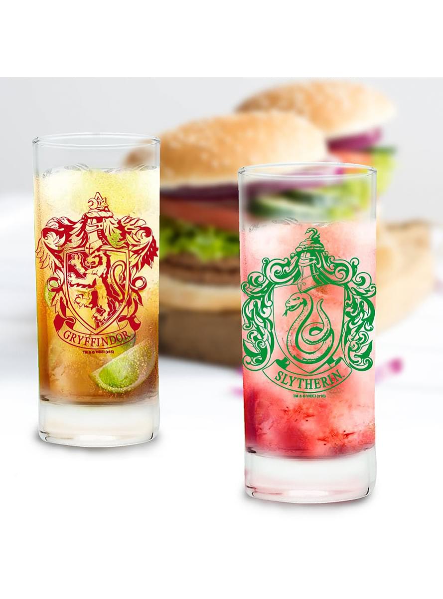 2 Slytherin Crest Glasses - Harry Potter