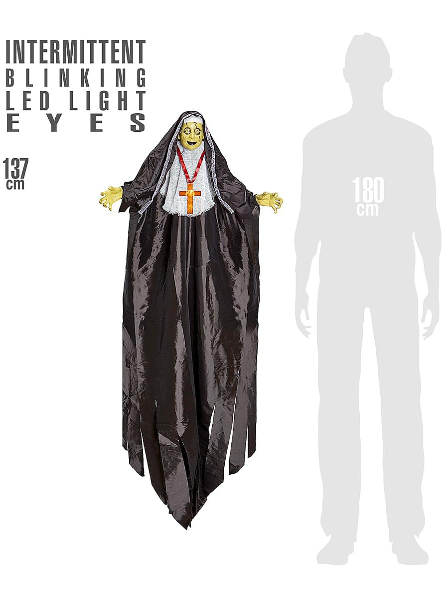 Hängande Figur nunna med LED ljus 137 cm