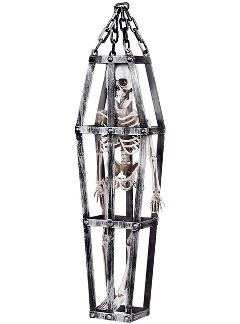 Figura colgante de esqueleto enjaulado