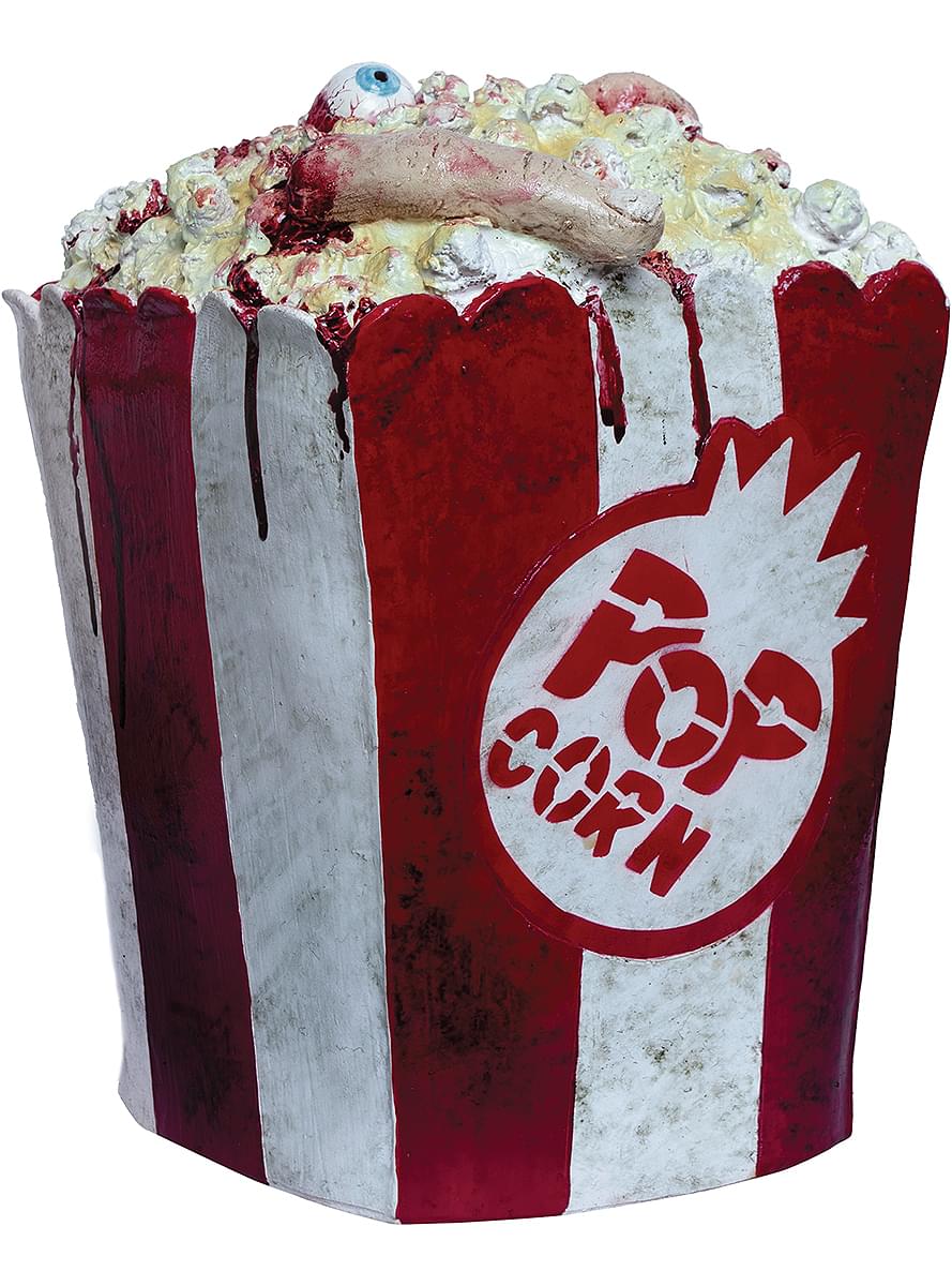 Dekorativ æske med popcorn med menneskeknogler
