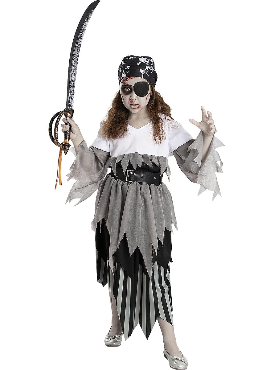 Piratų zombio kostiumas mergaitei