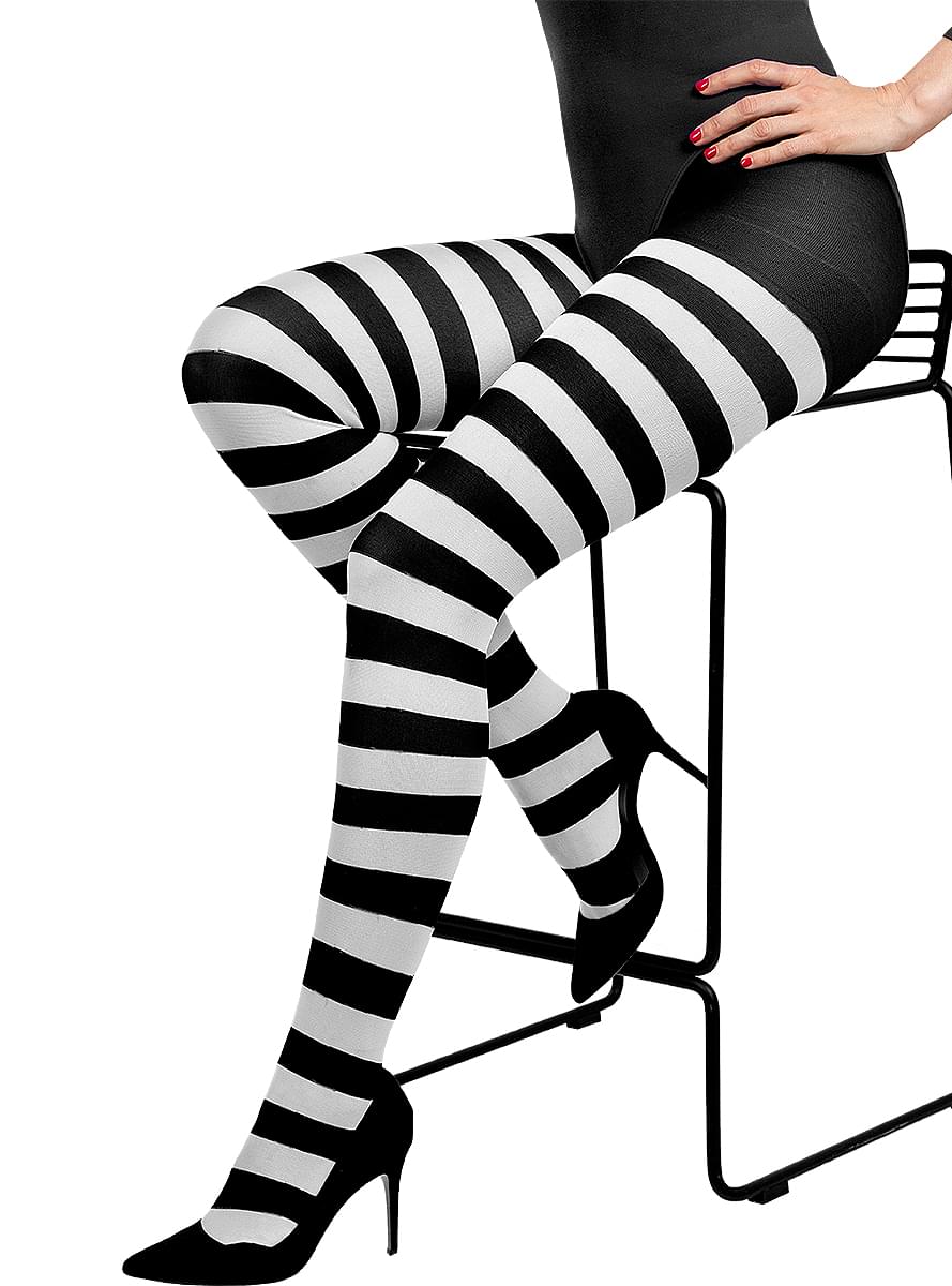 Collants pretos e brancos para mulher