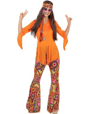 Mens 1960s Hippie Costume Psychedelic 70s Hippy Groovy Adult Fancy Dress  Outfit