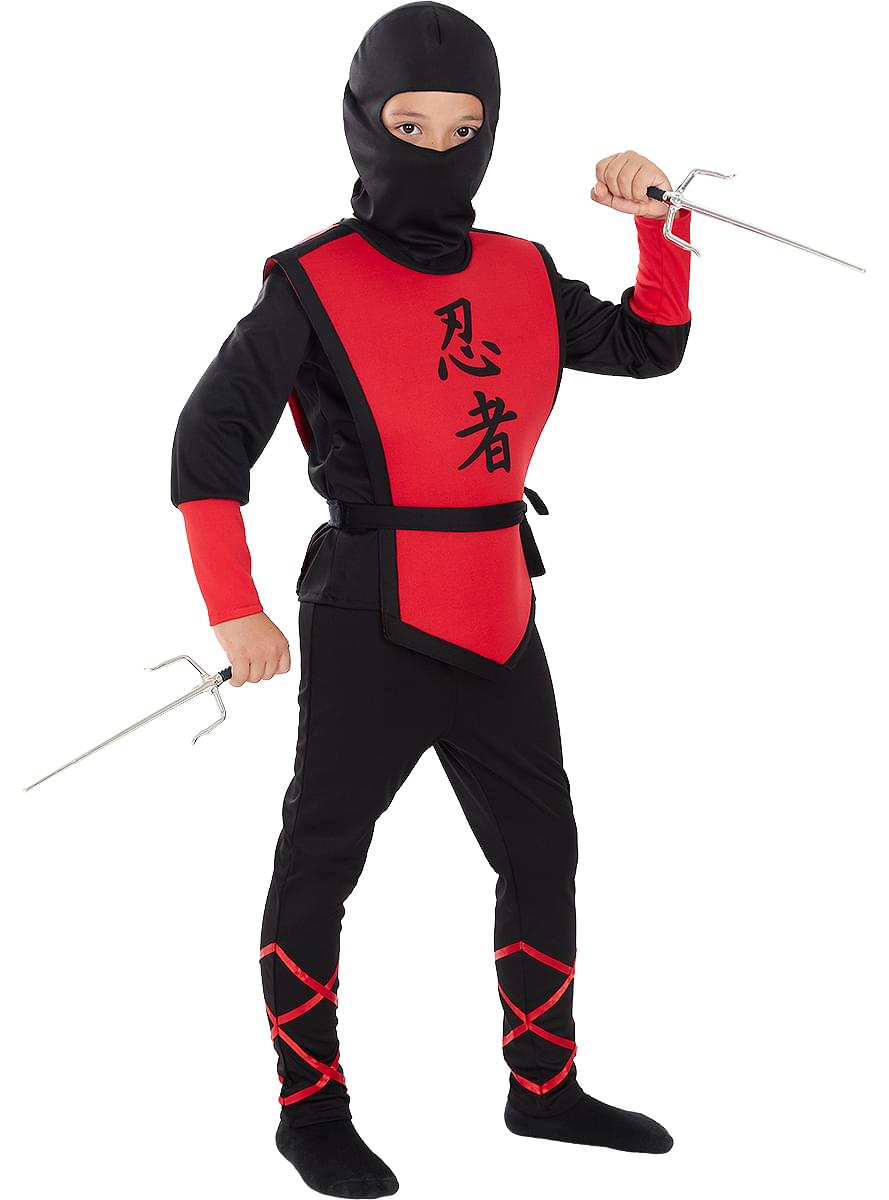 Ninja Kostüm rot für Jungen