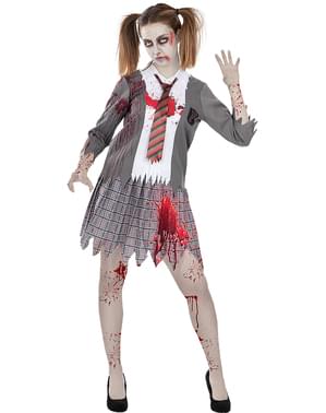 Zombie student kostyme til dame plus size