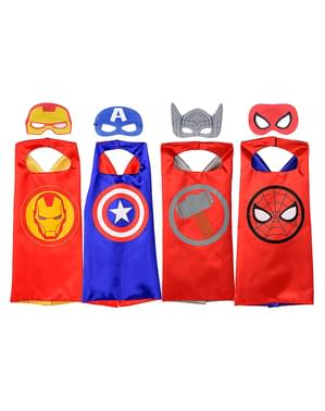 Kit de Capas de Os Vingadores: Homem de Ferro, Capitão América, Thor e Homem-Aranha para meninos