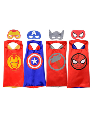 Set med caper The Avengers: Iron Man, Captain America, Thor och Spiderman för barn