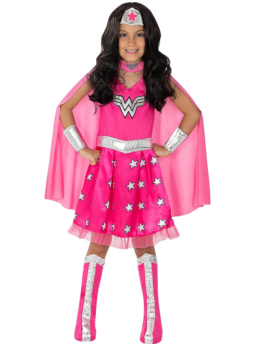 Wonder Woman Kostüm rosa für Mädchen