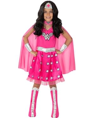 Costum roz Wonder Woman pentru fete