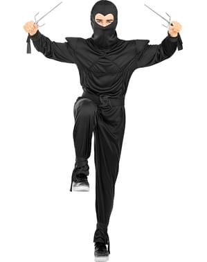 Черен костюм на нинджа за възрастни - голям размер