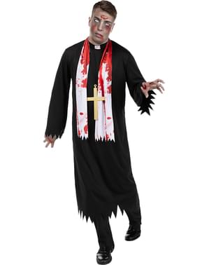 Fantasia masculina de padre zumbi, para fantasia de Halloween, acessório de  festa, grande, preto e branco 