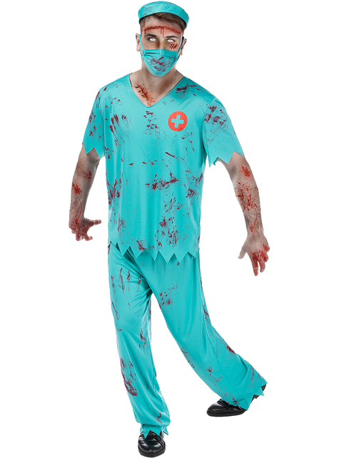 Disfraz de médico cirujano zombie para hombre