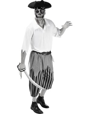 Fantasia de Halloween Pirata Zumbi Adulto Masculino Com Tapa olho GG 48-50