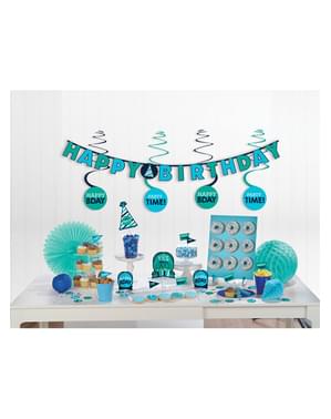dekoracijski komplet za rojstnodnevno zabavo v modri barvi