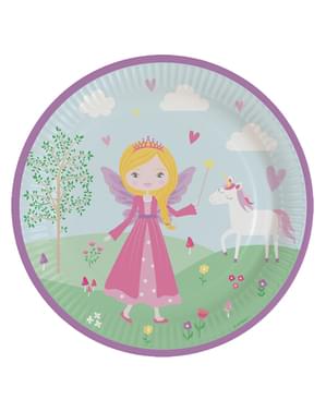 Prinsesse Papptallerken 8 Stk (23 cm)