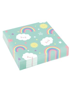 20 Rainbow Napkins (33cm x 33cm) - Rainbow & Cloud