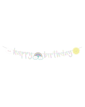Dúhový banner „Happy Birthday“ - Rainbow & Cloud