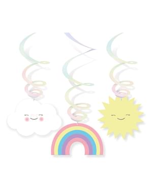 Dúhová závesná dekorácia - Rainbow & Cloud