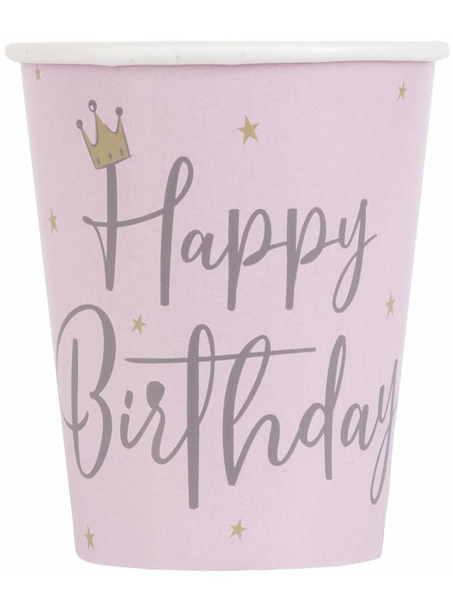 8 Ποτήρια “Happy Birthday” με Κύκνο - Swan Birthday