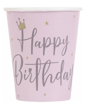 8 “Happy Birthday” Swan Cups - Swan Birthday