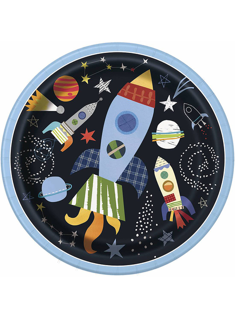 8 platos del espacio (23 cm) - Outer Space