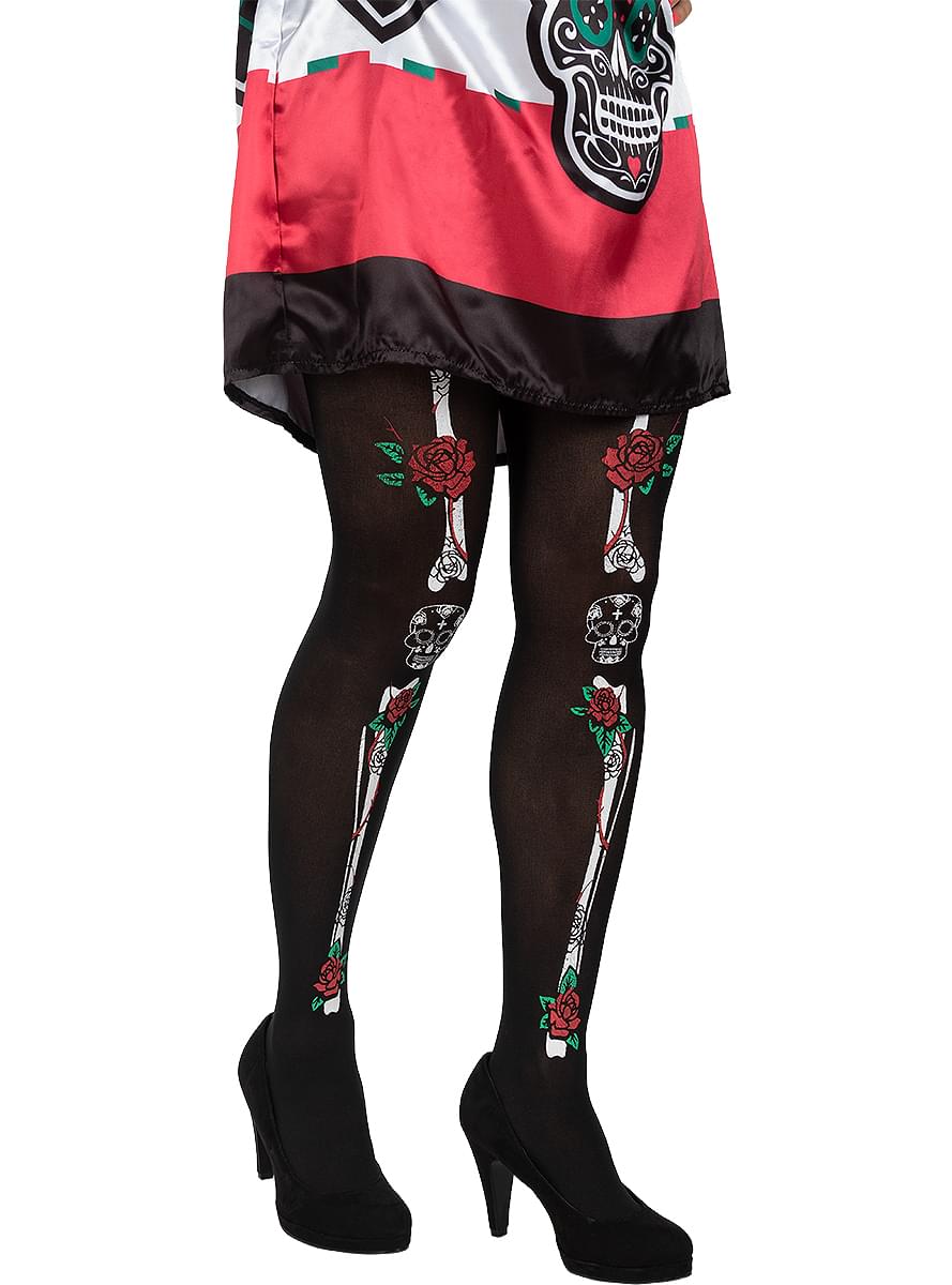 Pantys esqueleto catrina para mujer