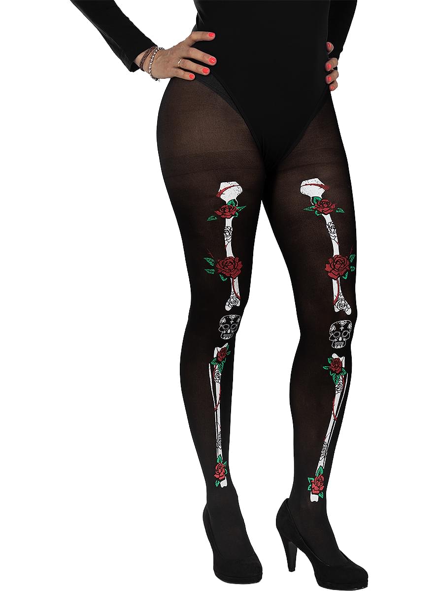Collants esqueleto catrina para mulher