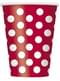 8 gobelets rouges à pois blancs - Gamme couleur unie