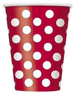 8 Red Cups with White Polka Dots - Basic Colours Line