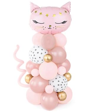 Grinalda de balões coluna de gato rosa