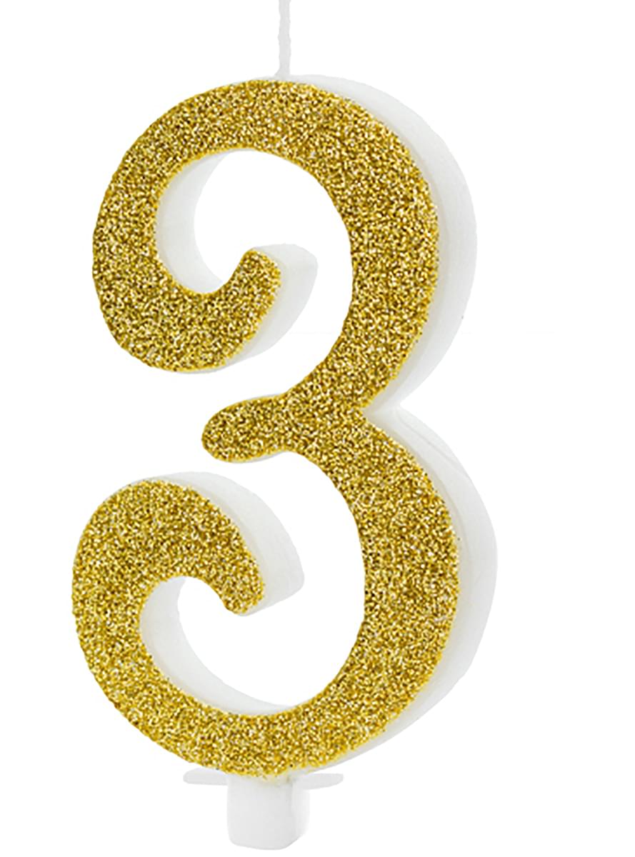 Kuldne sünnipäeva küünal number 3