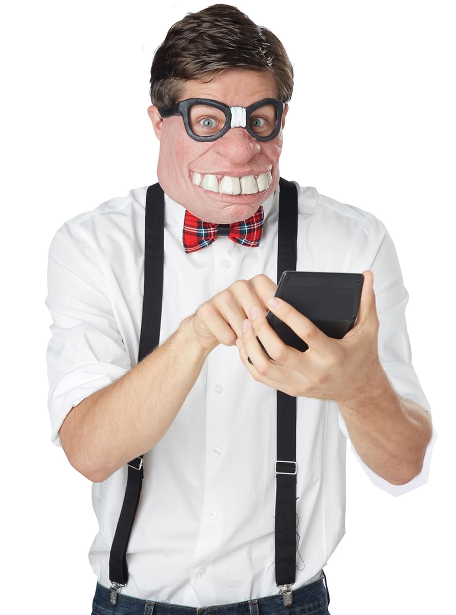 Funny Half Face Nerd Geek Mask Fancy Dress Wally Glasses Costume Accessory