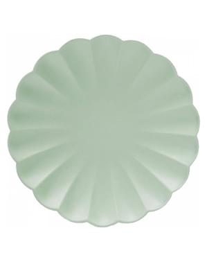 8 Assiettes en forme de fleur vert menthe (23 cm)