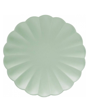 8 mátově zelených talířů ve tvaru květiny (23 cm)