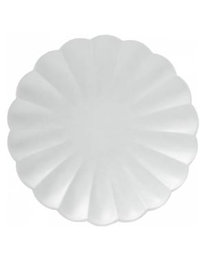 Papptallerken formet som Blomst i Hvit 8 stk (23 cm)
